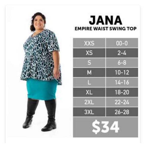 #366 LuLaRoe-" Jana" Empire Waist Swing Tunics - Picture 1 of 5